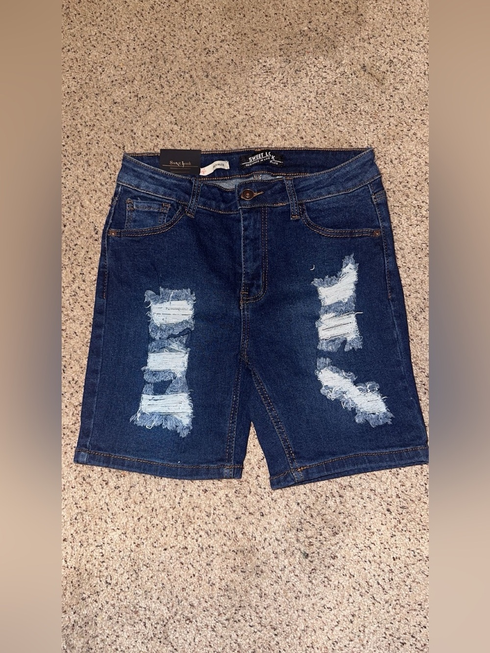 Distressed Dark Blue Denim Men’s Shorts